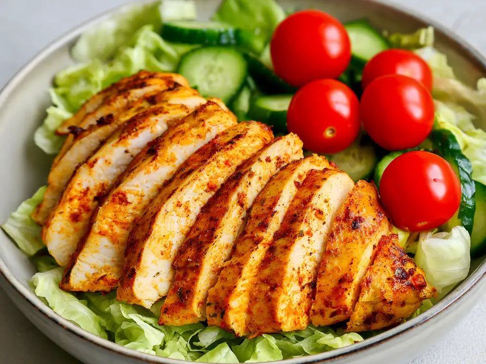 «Stoffwechsel: Poulet-Salat» von VitaFresh, angerichtet.