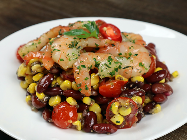 Burrito-Bowl mit Kräuter-Shrimps