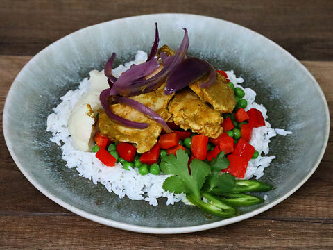 Satay-Ragout mit Basmati und Gemüse