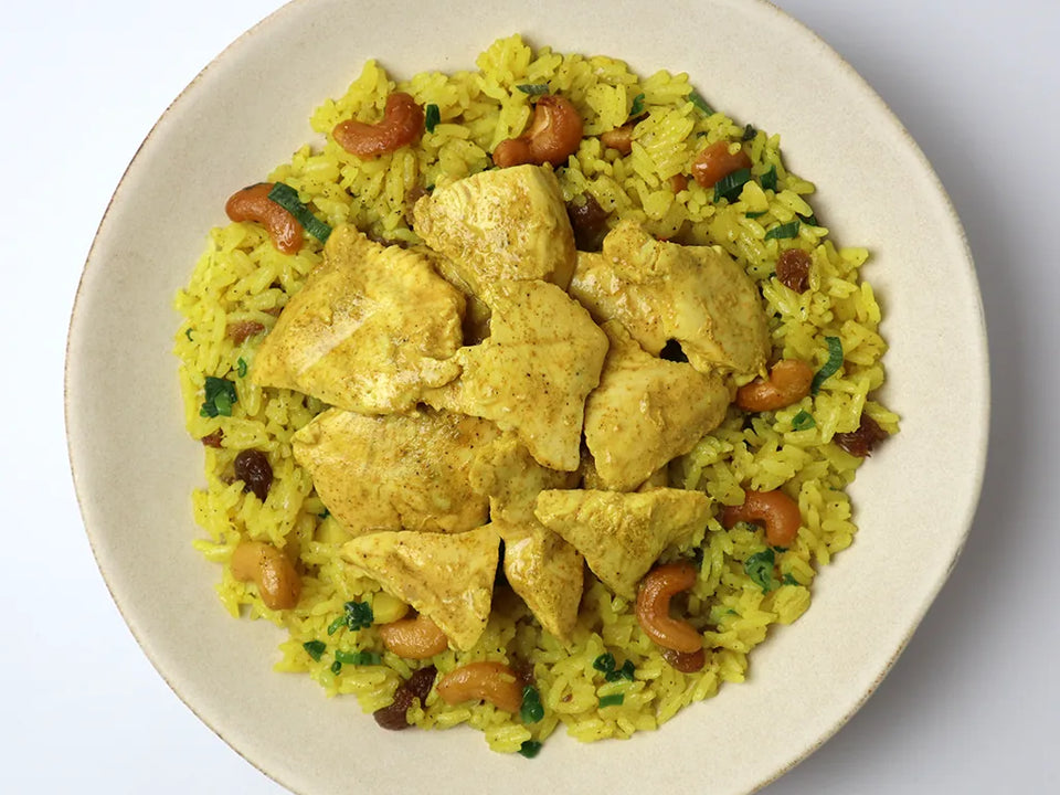 Ananas-Reis mit Curry-Poulet