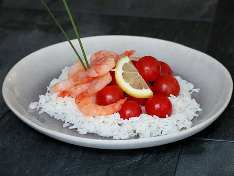 Crevetten mit Basmatireis und Tomaten