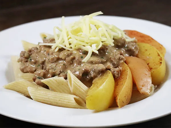 Ghackts mit Vollkornspiralen, Äpfel und Käse