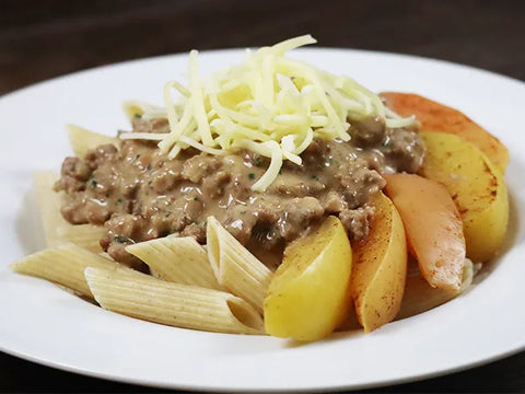 Ghackts mit Vollkornspiralen, Äpfel und Käse