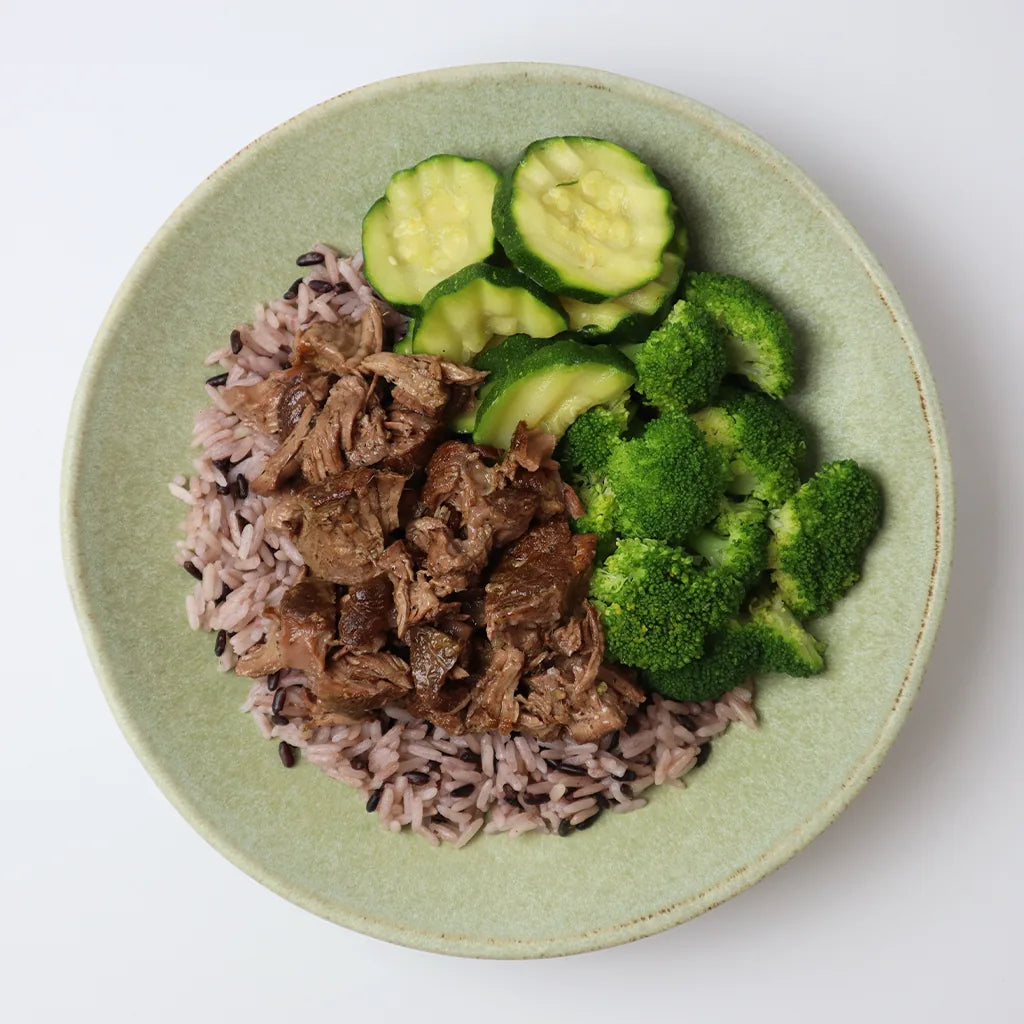 Pulled-Beef mit Jasminreis-Mix und Gemüse 1