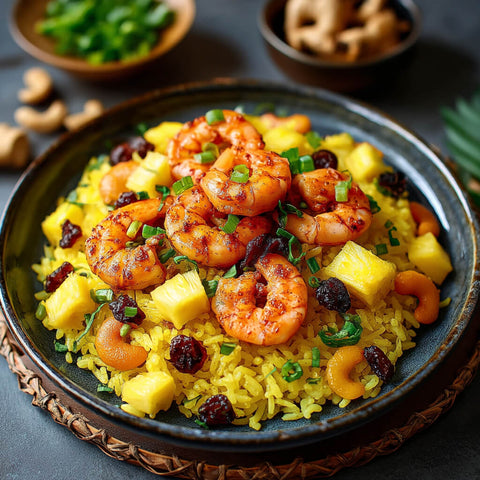 Satay Shirmp auf Ananas Reis
